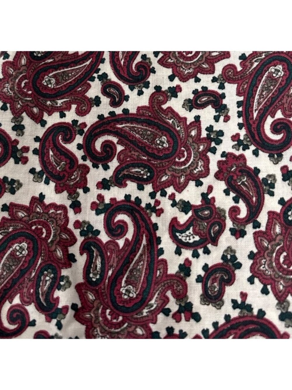 Paisley Cotton Fabric 16” x 38” Red Green Pattern Sewing Crafts